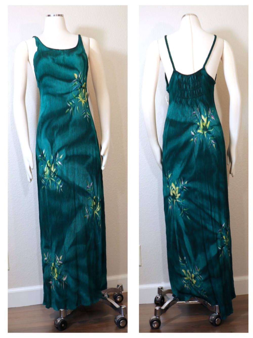 NWT Pineapple Moon sleeveless maxi dress with shirred back and braided straps